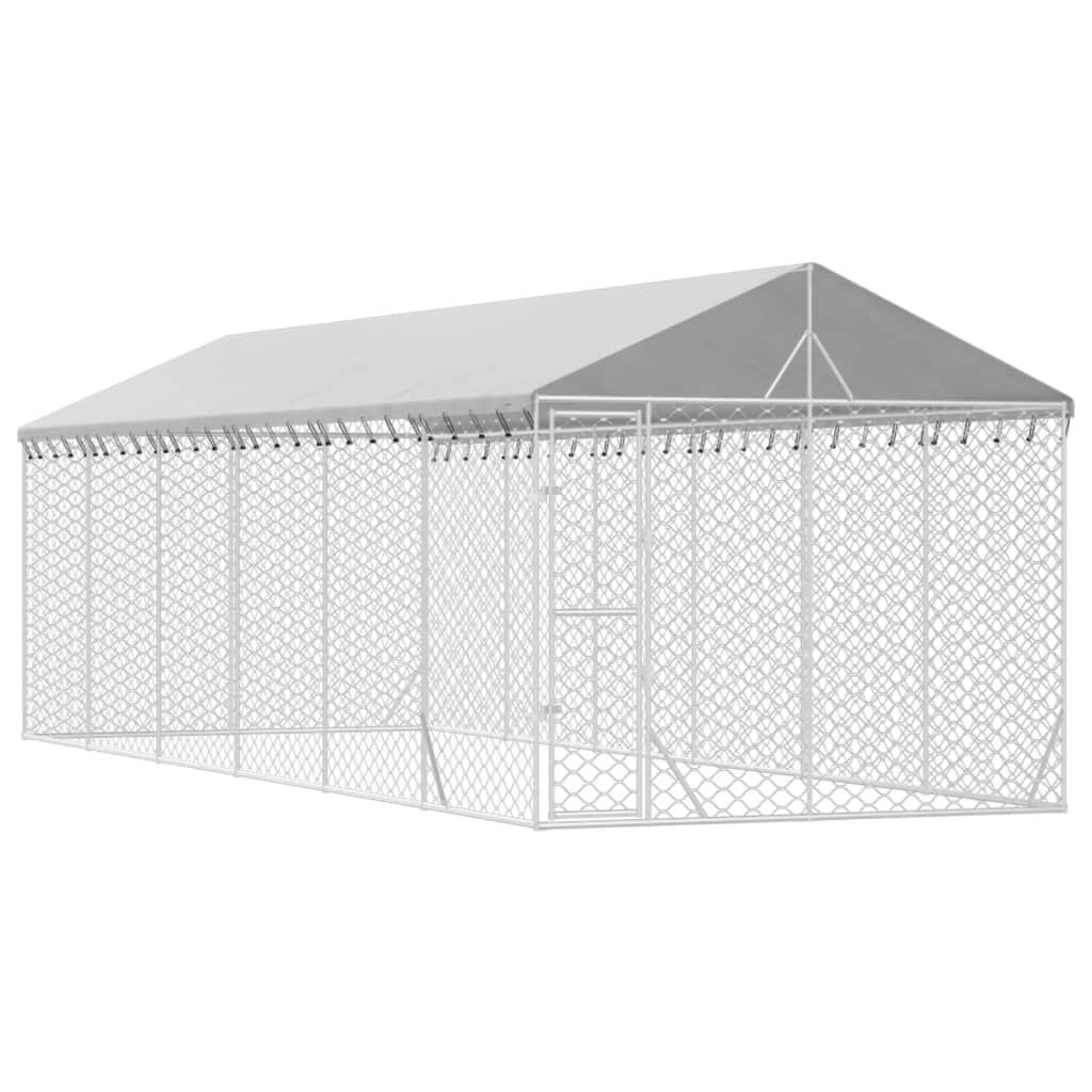 vidaXL Perrera de exterior con techo acero galvanizado plata 3x9x2,5 m, , large Imagen numero 18